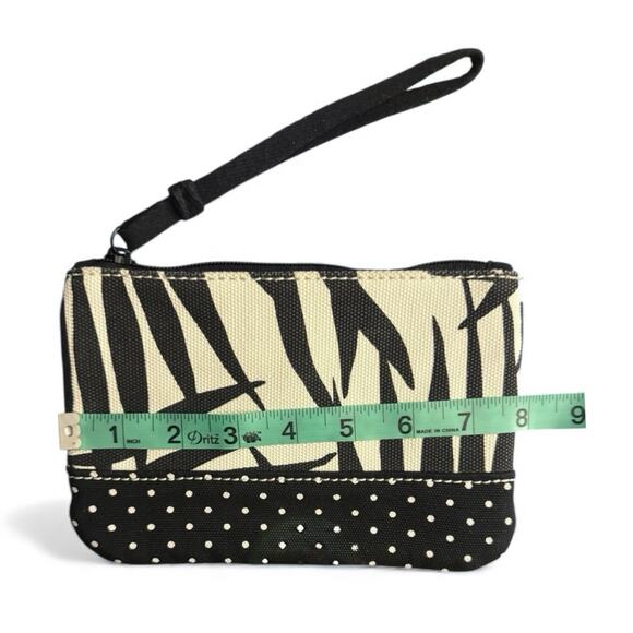 NWOT Lands End Canvas Wristlet Purse Black White Havana Palm Pocket CC Slots - Picture 5 of 6